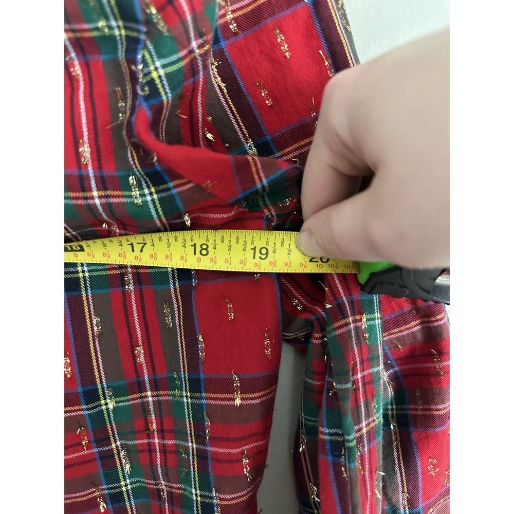 Talbots Solstice Metallic Button Down Medium Petite Stewart Tartan Scottish Twee - Picture 10 of 12
